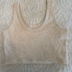 aerie Neutral Beige Ribbed Cropped Tank